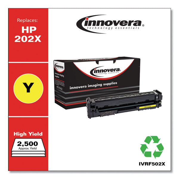 Innovera® Remanufactured Yellow High-Yield Toner, Replacement for 202X (CF502X), 2,500 Page-Yield (IVRF502X) Each