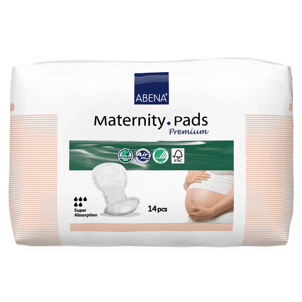Abena™ Maternity Pad Premium Bladder Control Pad 7.9 X 17.3 Inch Heavy Absorbency Fluff / Polymer Core One Size Fits Most (1214728_BG) 14/BG