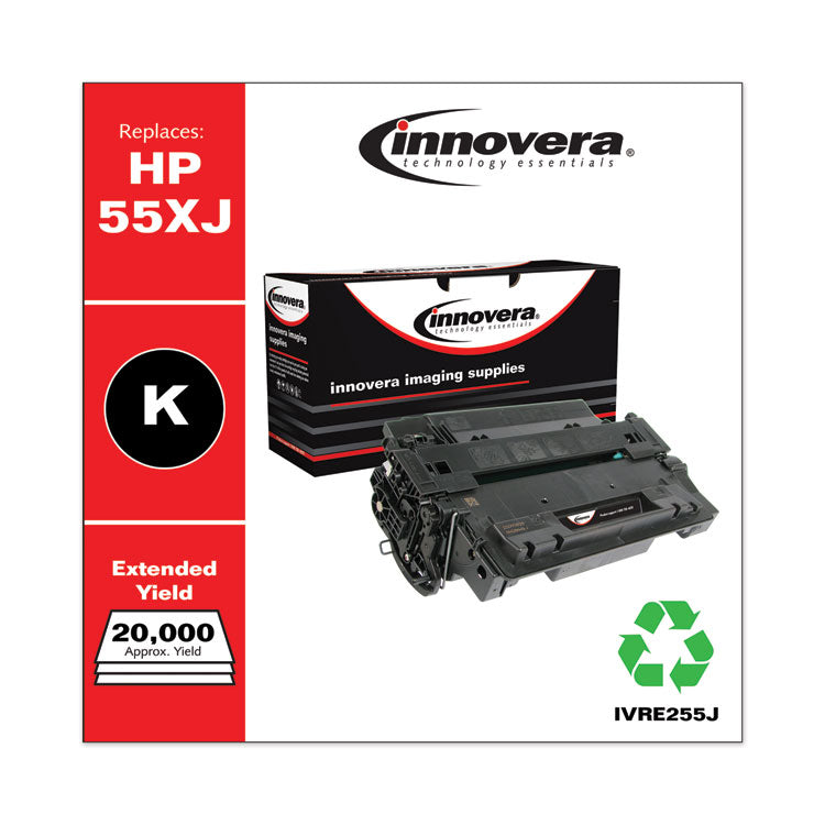 Innovera® Remanufactured Black Extended-Yield Toner, Replacement for 55X (CE255XJ), 20,000 Page-Yield, Ships in 1-3 Business Days (IVRE255J) Each