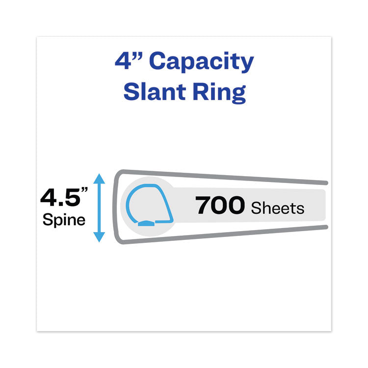 Avery® TouchGuard Protection Heavy-Duty View Binders with Slant Rings, 3 Rings, 4" Capacity, 11 x 8.5, White (AVE17145)