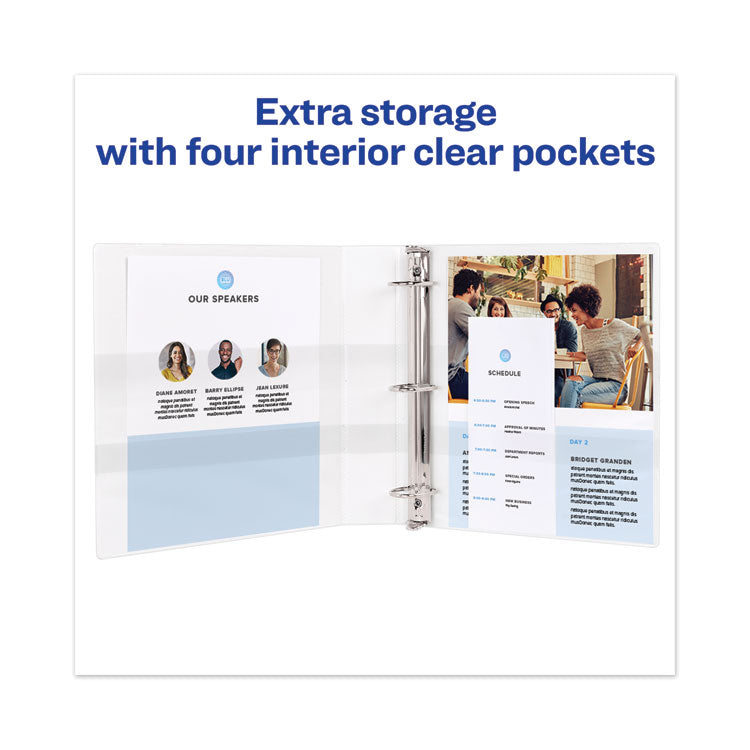 Avery® TouchGuard Protection Heavy-Duty View Binders with Slant Rings, 3 Rings, 3" Capacity, 11 x 8.5, White (AVE17144)