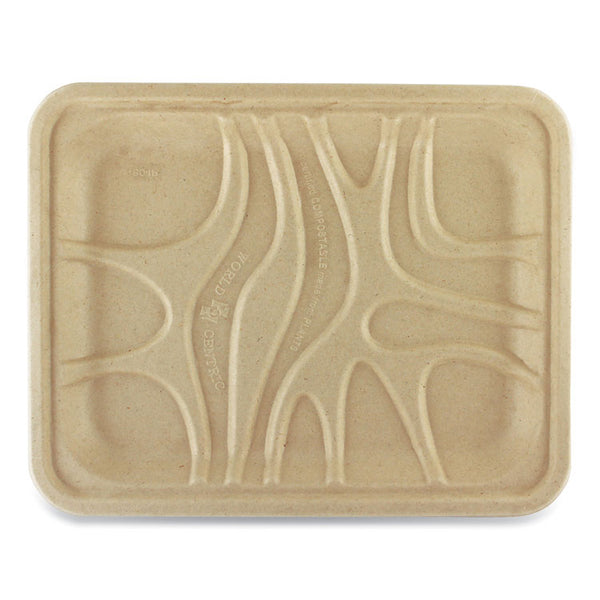 World Centric® Fiber Trays, PLA Lined, PFAS Free, 1-Compartment, 9.1 x 7.1 x 0.7, Natural, Paper, 500/Carton (WORTRSC4SLLF) Case of 500