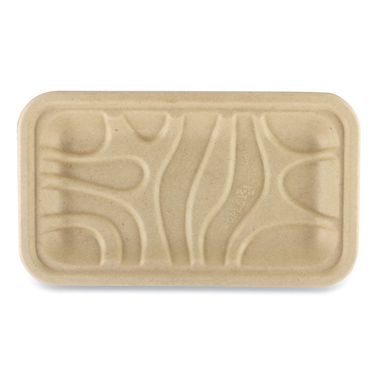 World Centric® Fiber Trays, PLA Lined, PFAS Free, 1-Compartment, 8.3 x 4.9 x 0.7, Natural, Paper, 500/Carton (WORTRSC17SLLF) Case of 500