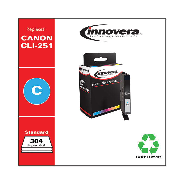 Innovera® Remanufactured Cyan Ink, Replacement for CLI-251 (6514B001), 304 Page-Yield, Ships in 1-3 Business Days (IVRCLI251C) Each