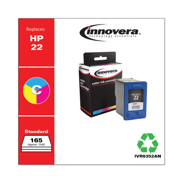 Innovera® Remanufactured Tri-Color Ink, Replacement for 22 (C9352AN), 165 Page-Yield (IVR9352AN) Each