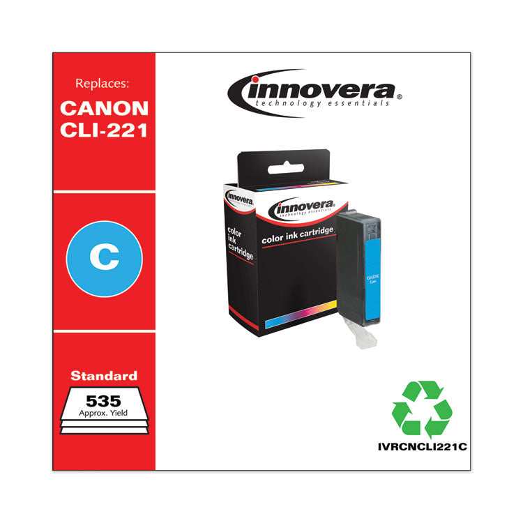 Innovera® Remanufactured Cyan Ink, Replacement for CLI-221C (2947B001), 535 Page-Yield (IVRCNCLI221C) Each