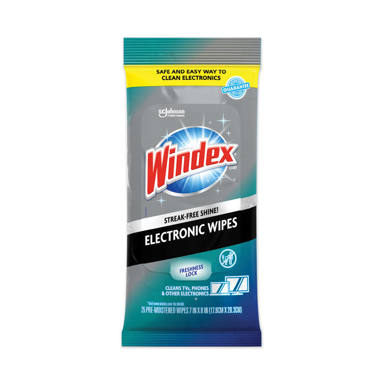 Windex® Electronics Cleaner, 1-Ply, 7 x 10, Neutral Scent, White, 25 Wipes (SJN319248EA) Each