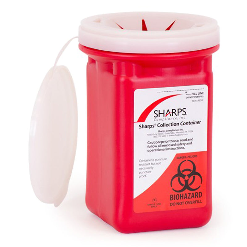 Sharps Recovery System™ Mailback Sharps Container Red Base 4-1/2 L X 4-1/2 W X 7 H Inch Vertical Entry 0.25 Gallon (639110_EA) 1/EA