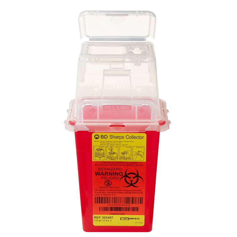 BD™ Sharps Container Red Base 9 H X 4-1/2 W X 4 D Inch Vertical Entry 0.375 Gallon (140597_CS) 36/CS