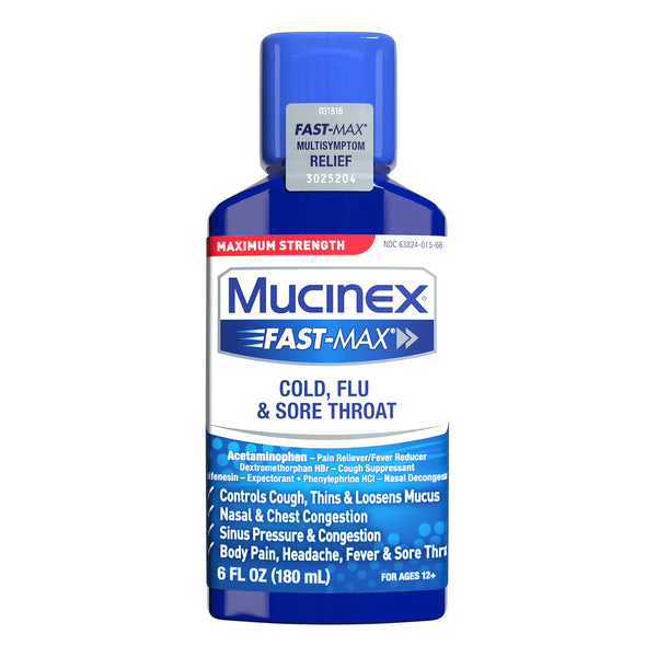 Mucinex® Cold and Cough Relief 650 mg - 20 mg - 400 mg - 10 mg / 20 mL Strength Liquid 6 oz. (1101468_EA) 1/EA