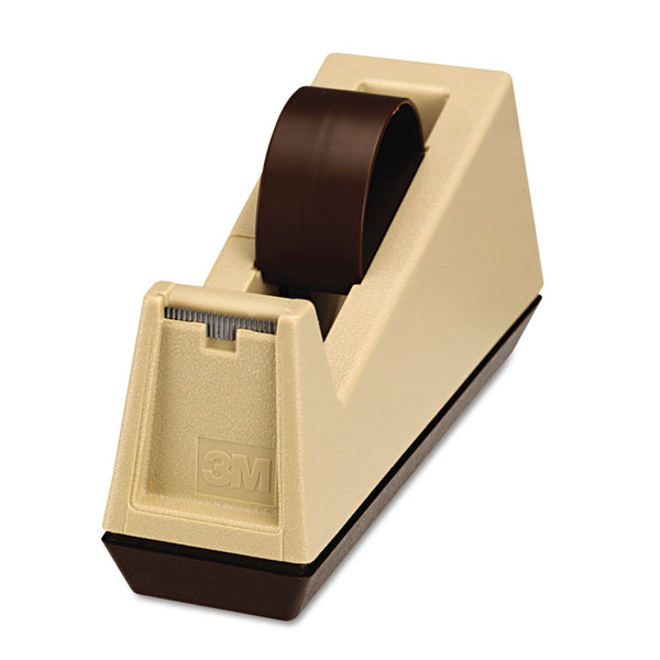 Scotch® Heavy-Duty Weighted Desktop Tape Dispenser, 3" Core, Plastic, Putty/Brown (MMMC25)