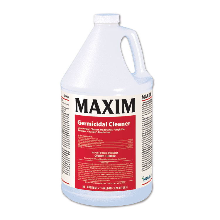 Maxim® Germicidal Cleaner, Lemon Scent, 1 gal Bottle, 4/Carton (MLB04100041) Case of 4