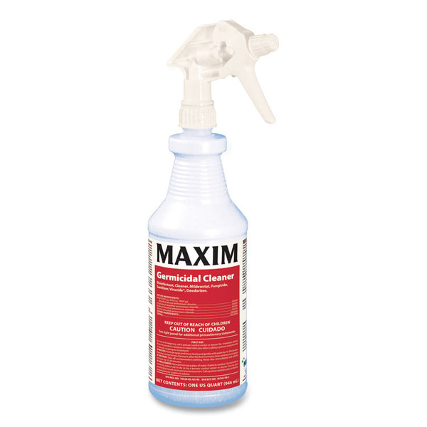 Maxim® Germicidal Cleaner, Lemon Scent, 32 oz Bottle, 12 Bottles and 1 Trigger Sprayer/Carton (MLB04100012) Case of 12