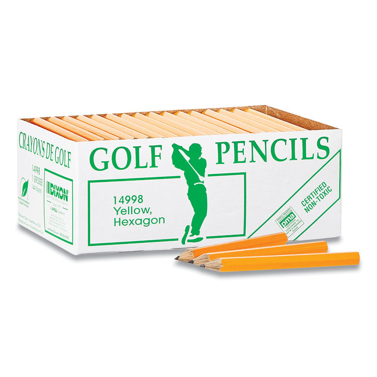 Dixon® Golf Wooden Pencils, 2.2 mm, HB (#2), Black Lead, Yellow Barrel, 144/Box (DIX14998) Box of 144