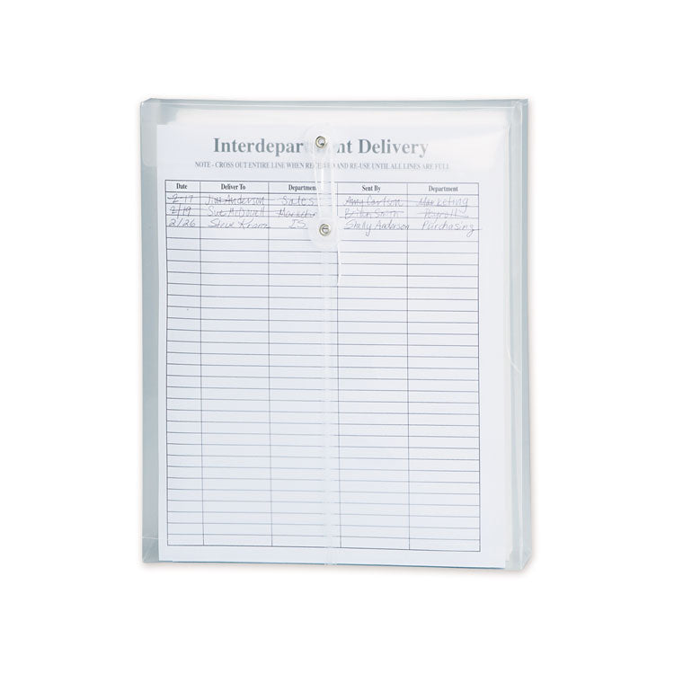 Smead™ Poly String and Button Interoffice Envelopes, Open-End (Vertical), 9.75 x 11.63, Clear, 5/Pack (SMD89540)