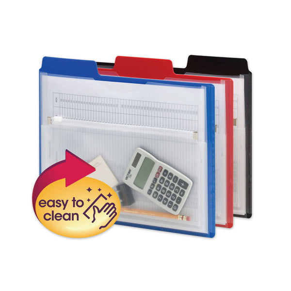 Smead™ Poly Project Organizer with Zip Pouch, 2-Sections, 1/3-Cut Tab, Letter Size, Assorted Colors, 3/Pack (SMD89614)