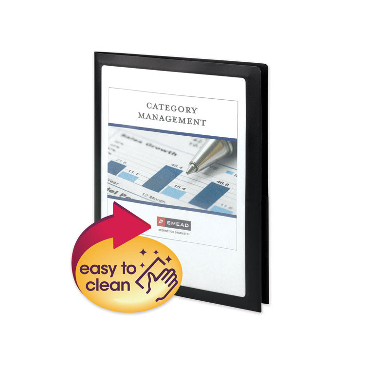 Smead™ Frame View Poly Two-Pocket Folder, 100-Sheet Capacity, 11 x 8.5, Clear/Black, 5/Pack (SMD87705)