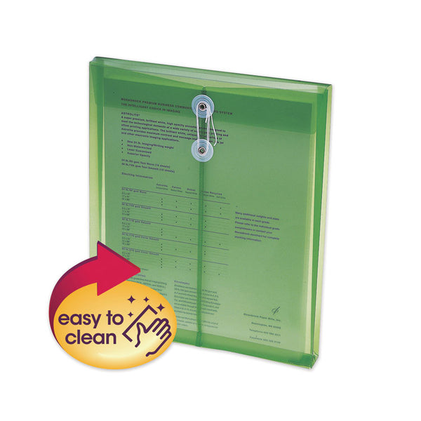 Smead™ Poly String and Button Interoffice Envelopes, Open-End (Vertical), 9.75 x 11.63, Transparent Green, 5/Pack (SMD89543)