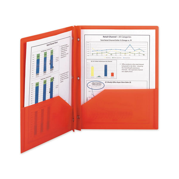 Smead™ Poly Two-Pocket Folder with Fasteners, 180-Sheet Capacity, 11 x 8.5, Red, 25/Box (SMD87727)