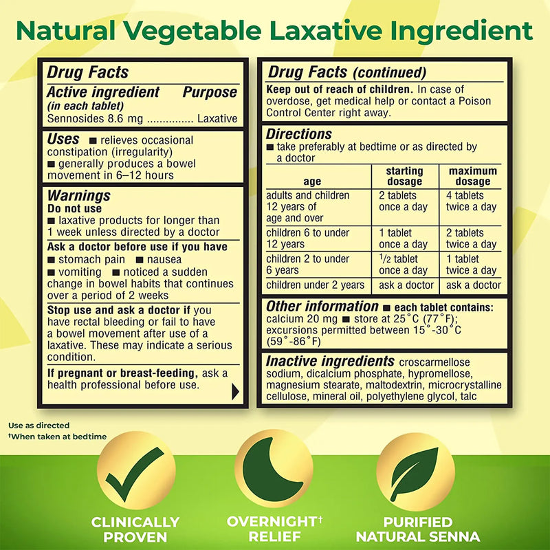 Senokot® Laxative Tablet 50 per Bottle 8.6 mg Strength Sennosides (830858_BT) 1/BT