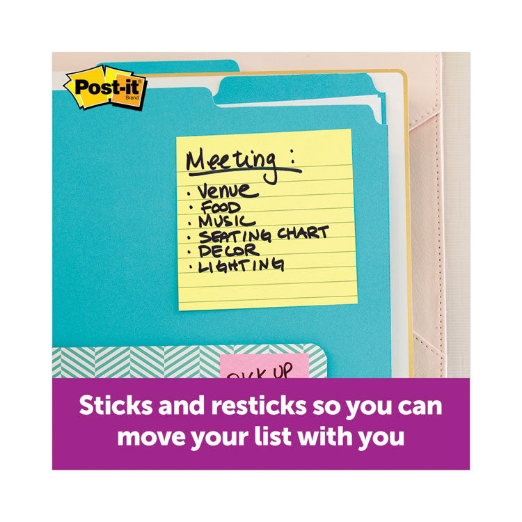 Post-it® Notes Super Sticky Pads in Canary Yellow, Note Ruled, 4" x 4", 90 Sheets/Pad, 4 Pads/Pack (MMM70005166353)