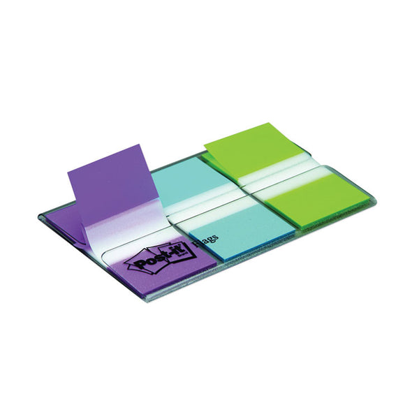 Post-it® Flags 0.94" Wide Flags with Dispenser, Bright Blue, Bright Green, Purple, 60 Flags (MMM70071493244)