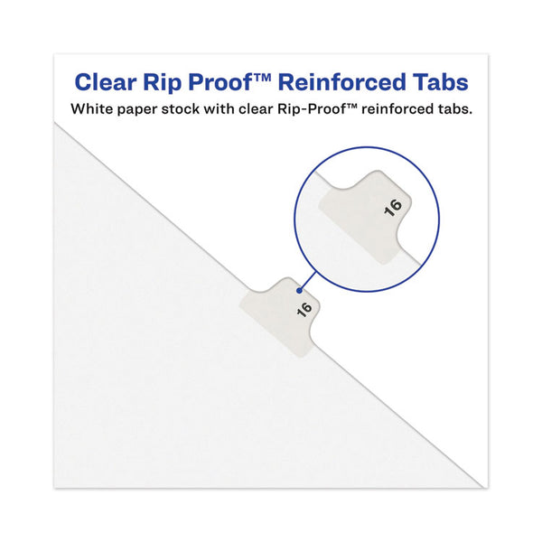 Avery® Avery-Style Preprinted Legal Side Tab Divider, 26-Tab, Exhibit R, 11 x 8.5, White, 25/Pack, (1388) (AVE01388)