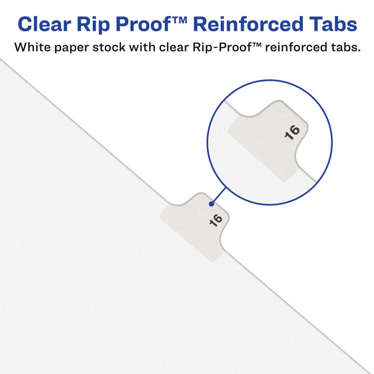 Avery® Avery-Style Preprinted Legal Side Tab Divider, 26-Tab, Exhibit A, 11 x 8.5, White, 25/Pack, (1371) (AVE01371)