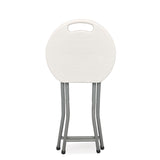 Iceberg Rough n Ready Folding Stool, Backless, Supports Up to 300 lb, 18" Seat Height, White Seat, Charcoal Base, 4/Carton (ICE64563) Case of 4
