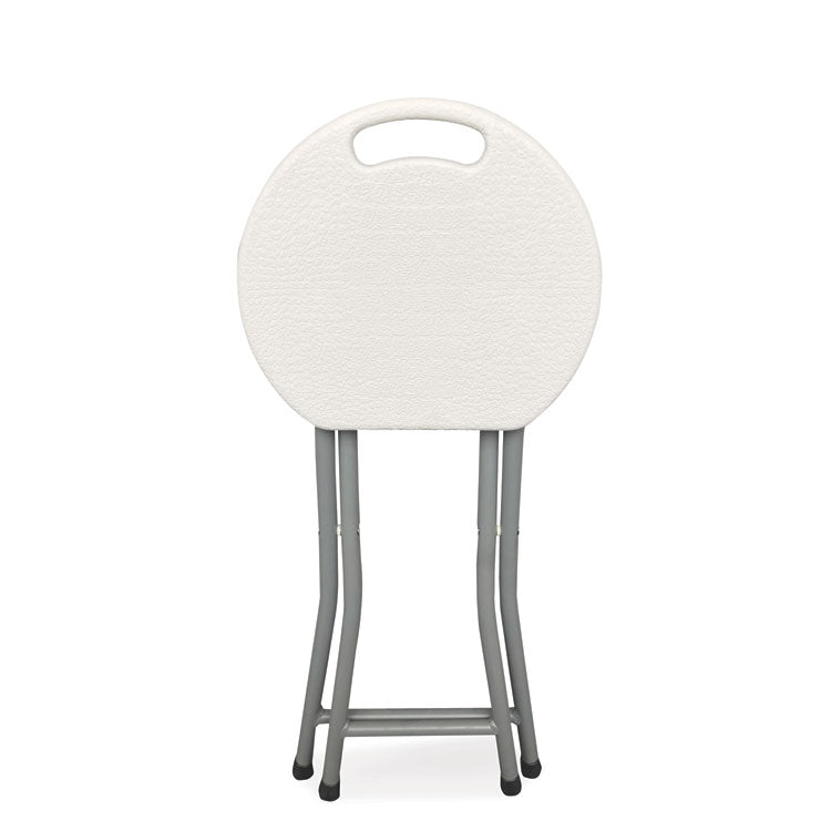 Iceberg Rough n Ready Folding Stool, Backless, Supports Up to 300 lb, 18" Seat Height, White Seat, Charcoal Base, 4/Carton (ICE64563) Case of 4