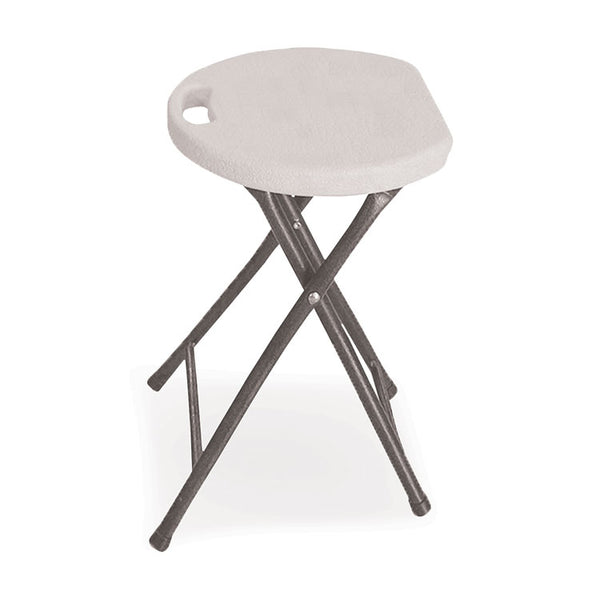 Iceberg Rough n Ready Folding Stool, Backless, Supports Up to 300 lb, 26" Seat Height, White Seat, Charcoal Base, 4/Carton (ICE64573) Case of 4