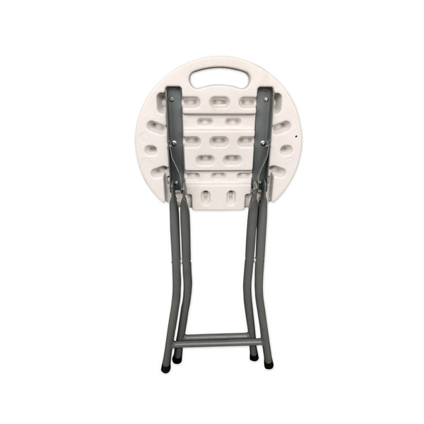 Iceberg Rough n Ready Folding Stool, Backless, Supports Up to 300 lb, 18" Seat Height, White Seat, Charcoal Base, 4/Carton (ICE64563) Case of 4