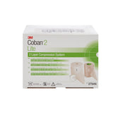 3M™ Coban™2 Lite 2 Layer Compression Bandage System 4 Inch X 2-9/10 Yard / 4 Inch X 5-1/10 Yard Self-Adherent / Pull On Closure Tan / White NonSterile 25 to 30 mmHg (989622_CS) 8/CS