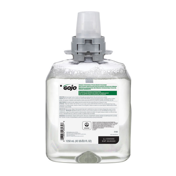 GOJO® Green Certified Foam Hand Cleaner, Unscented, 1,250 mL Refill, 4/Carton (GOJ516504CT)