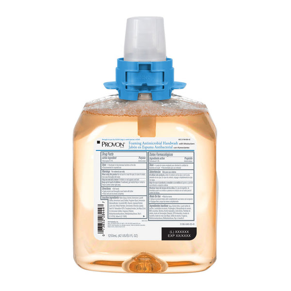PROVON® Foam Antimicrobial Handwash, Moisturizer, FMX-12 Dispenser, Light Fruity, 1,250 mL Refill, 4/Carton (GOJ518604CT)