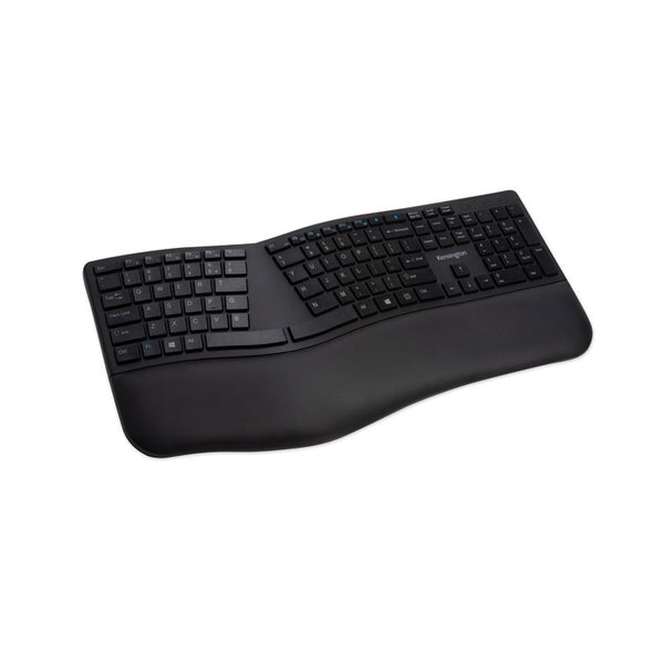 Kensington® Pro Fit Ergo Wireless Keyboard, 18.98 x 9.92 x 1.5, Black (KMW75401)