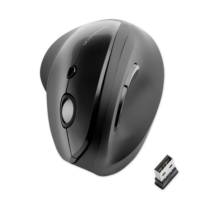 Kensington® Pro Fit Ergo Vertical Wireless Mouse, 2.4 GHz Frequency/65.62 ft Wireless Range, Right Hand Use, Black (KMW75501) Each