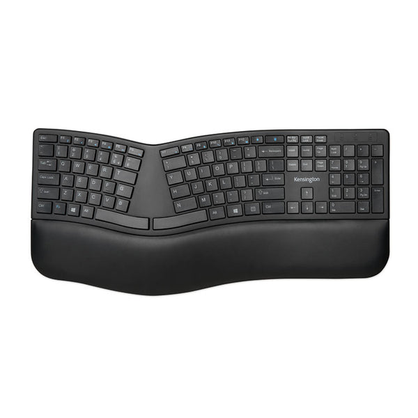 Kensington® Pro Fit Ergo Wireless Keyboard, 18.98 x 9.92 x 1.5, Black (KMW75401)