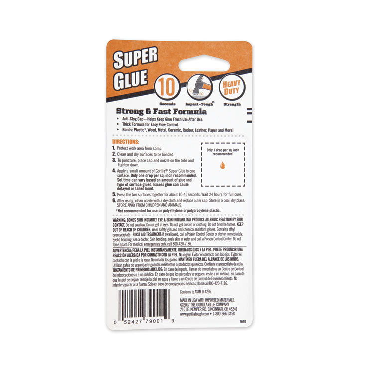 Gorilla® Super Glue, 0.53 oz, Dries Clear (GOR7805003)