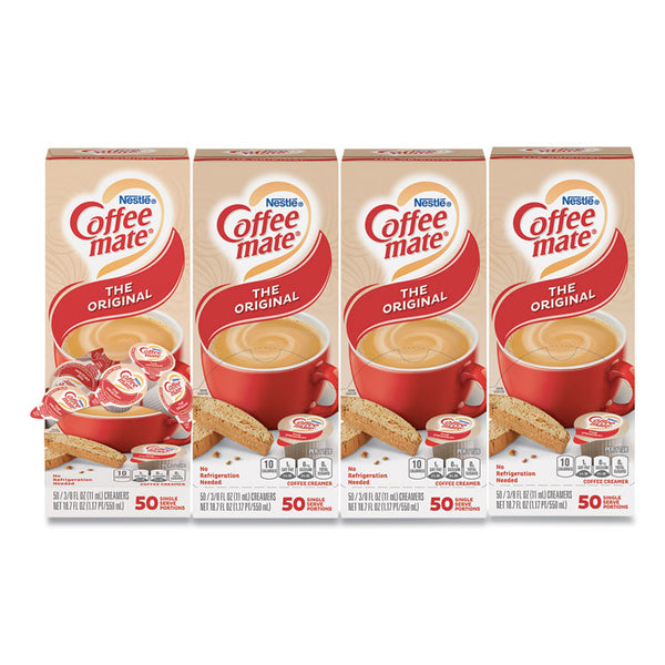 Coffee mate® Liquid Coffee Creamer, Original, 0.38 oz Mini Cups, 50/Box, 4 Boxes/Carton, 200 Total/Carton (NES35110CT)