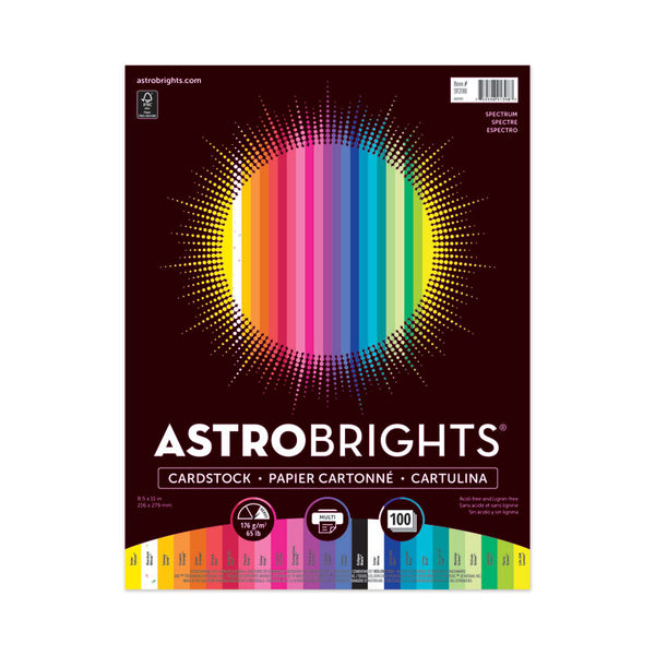 Astrobrights® Color Cardstock, 65 lb Cover Weight, 8.5 x 11, Assorted Colors, 100/Pack (WAU91398)