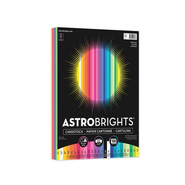 Astrobrights® Color Cardstock, 65 lb Cover Weight, 8.5 x 11, Assorted Colors, 100/Pack (WAU91398)