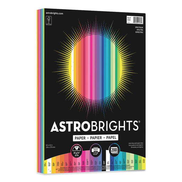 Astrobrights® Color Paper - "Spectrum" Assortment, 24 lb Bond Weight, 8.5 x 11, 25 Assorted Spectrum Colors, 200/Pack (WAU91397)