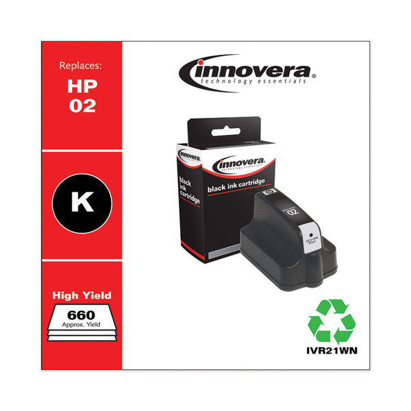 Innovera® Remanufactured Black Ink, Replacement for 02 (C8721WN), 660 Page-Yield (IVR21WN) Each