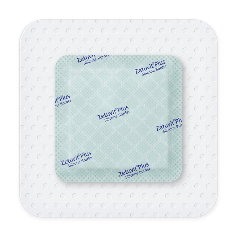 Zetuvit® Plus Silicone Border Super Absorbent Dressing Silicone Adhesive 4 X 4 Inch Square (1242904_EA) 1/EA