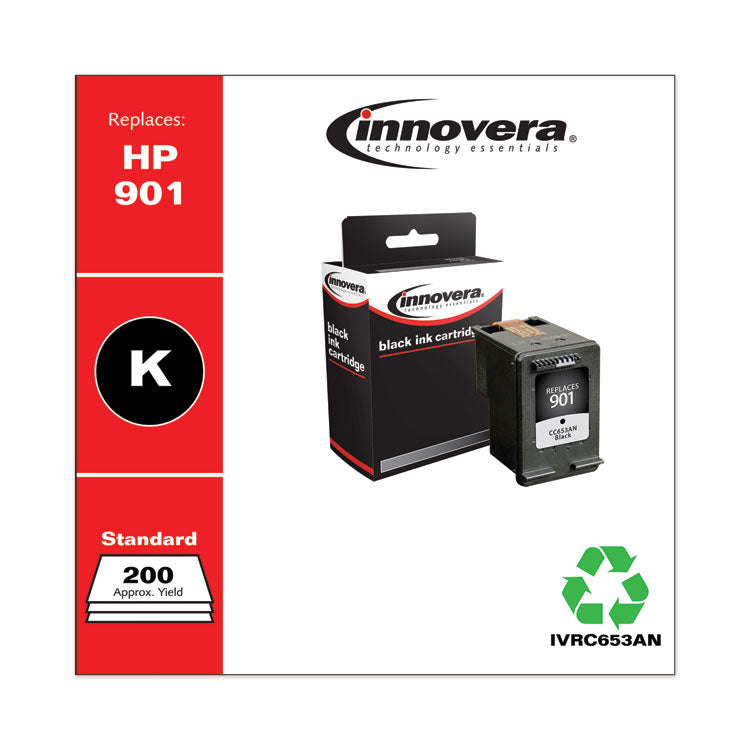 Innovera® Remanufactured Black Ink, Replacement for 901 (CC653AN), 200 Page-Yield (IVRC653AN) Each