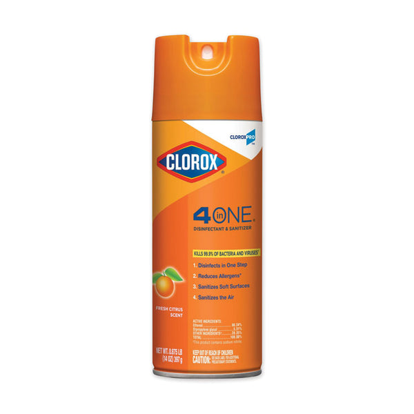 Clorox® 4-in-One Disinfectant and Sanitizer, Citrus, 14 oz Aerosol Spray (CLO31043)