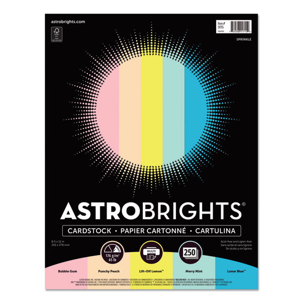 Astrobrights® Color Cardstock, 65 lb Cover Weight, 8.5 x 11, Assorted Colors, 250/Pack (WAU91715)