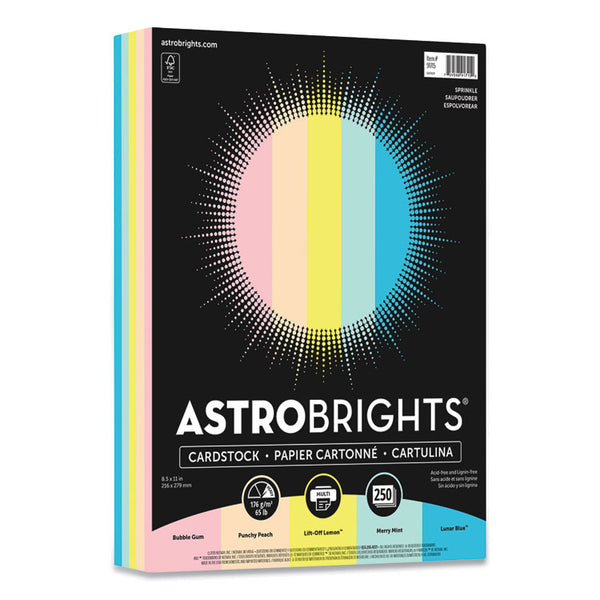 Astrobrights® Color Cardstock, 65 lb Cover Weight, 8.5 x 11, Assorted Colors, 250/Pack (WAU91715)