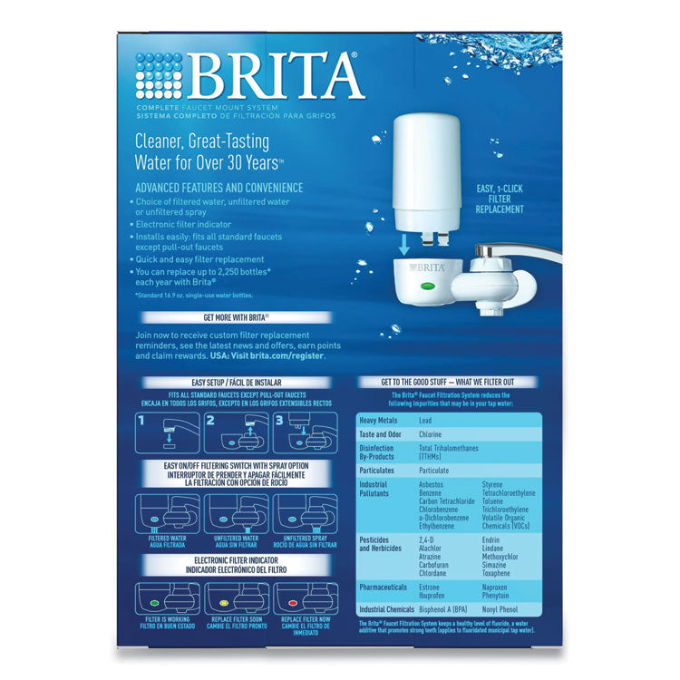 Brita® On Tap Faucet Water Filter System, White, 4/Carton (CLO42201CT) Case of 4